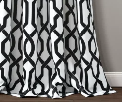 Edward Trellis White & Black Room-Darkening Grommet Curtain Panel Pair, (95") -DHP Sales Store 810468419 2