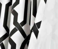 Edward Trellis White & Black Room-Darkening Grommet Curtain Panel Pair, (95") -DHP Sales Store 810468419 4