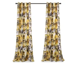 Floral Watercolor Yellow & Gray Room-Darkening Grommet Curtain Panel Pair, (84") -DHP Sales Store 810468424 6