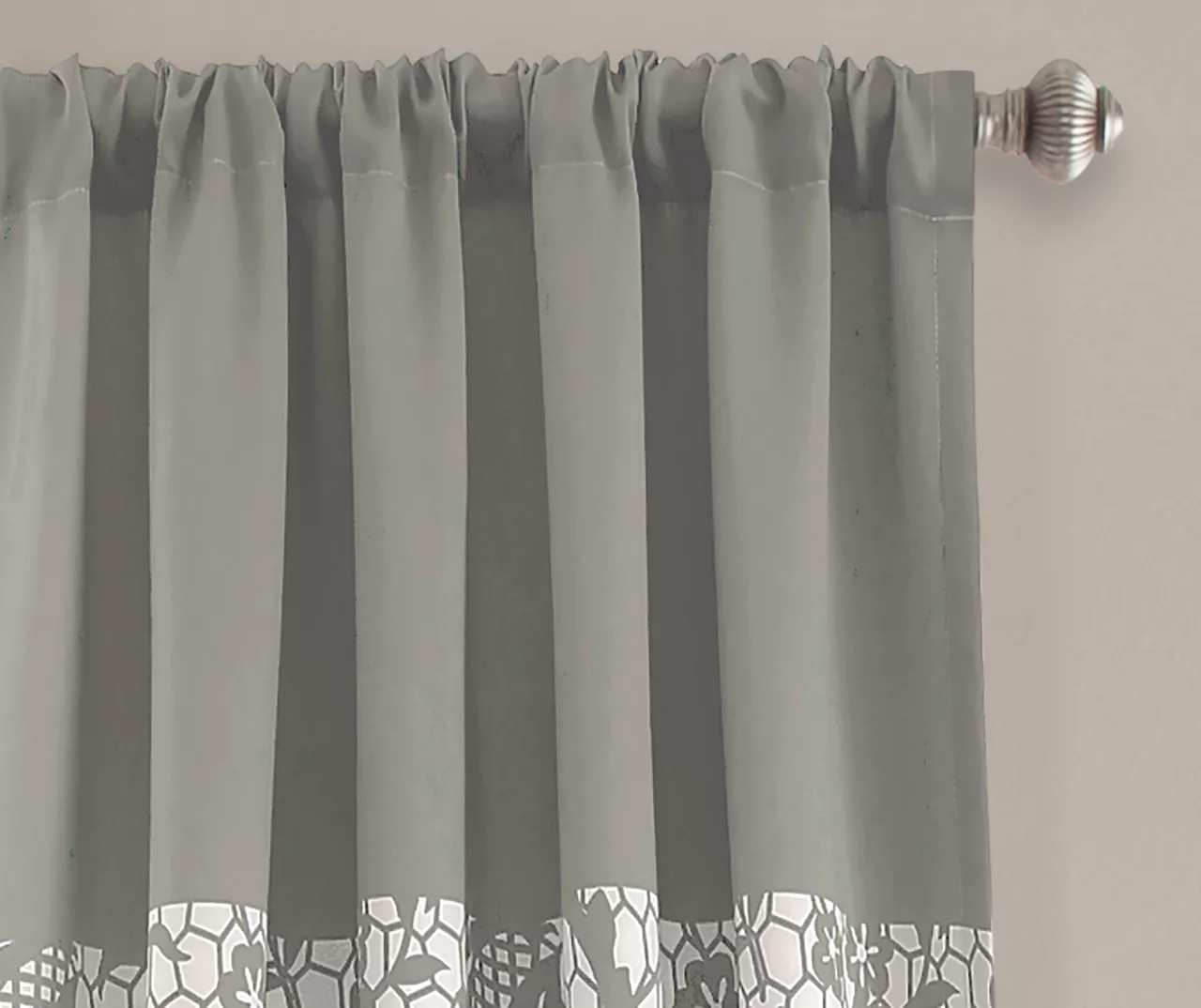 Estate Garden Gray & White Room-Darkening Rod Pocket Curtain Panel Pair, (84") 4 Estate Garden Gray & White Room-Darkening Rod Pocket Curtain Panel Pair, (84") - Image 2