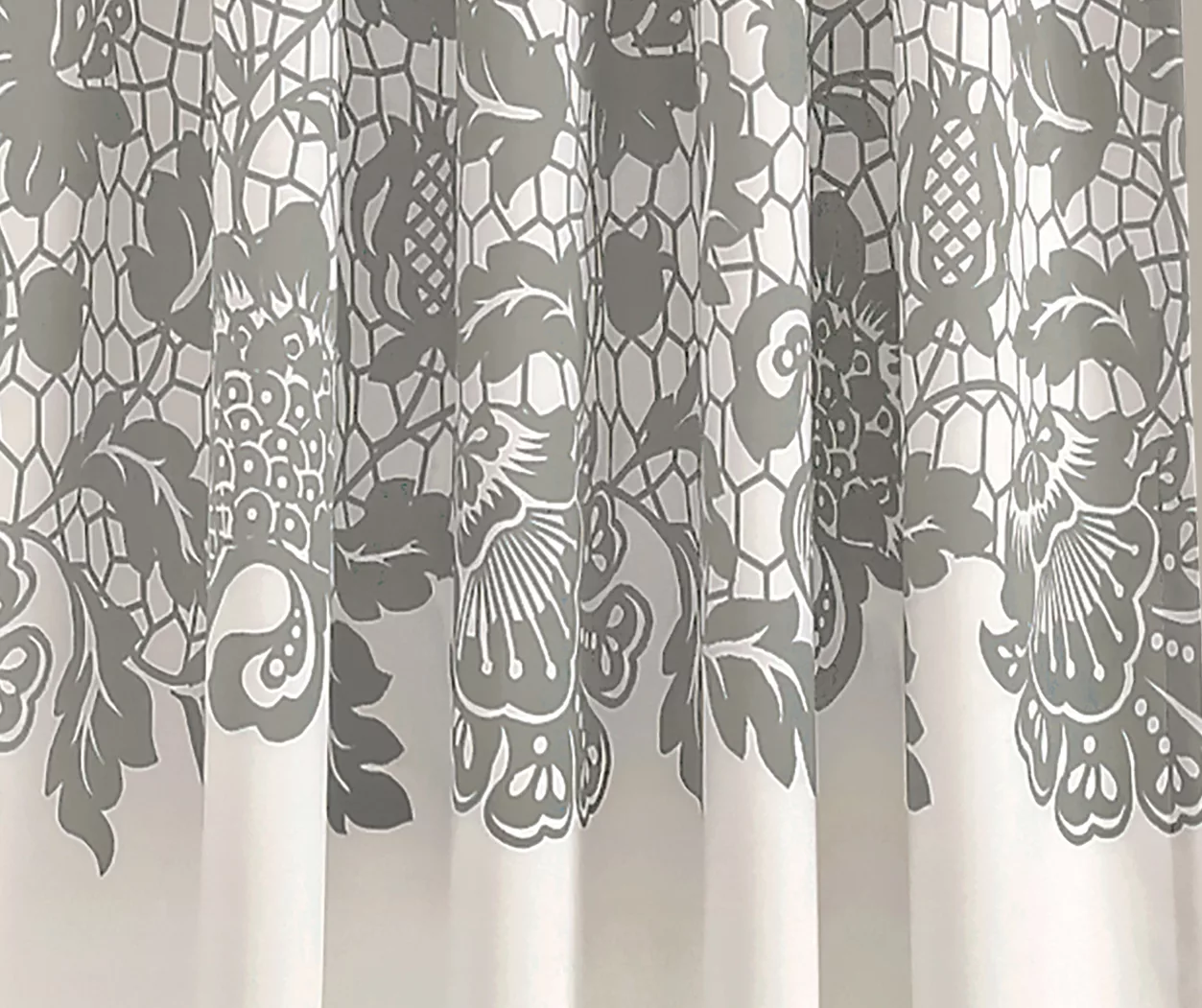 Estate Garden Gray & White Room-Darkening Rod Pocket Curtain Panel Pair, (84") 5 Estate Garden Gray & White Room-Darkening Rod Pocket Curtain Panel Pair, (84") - Image 3