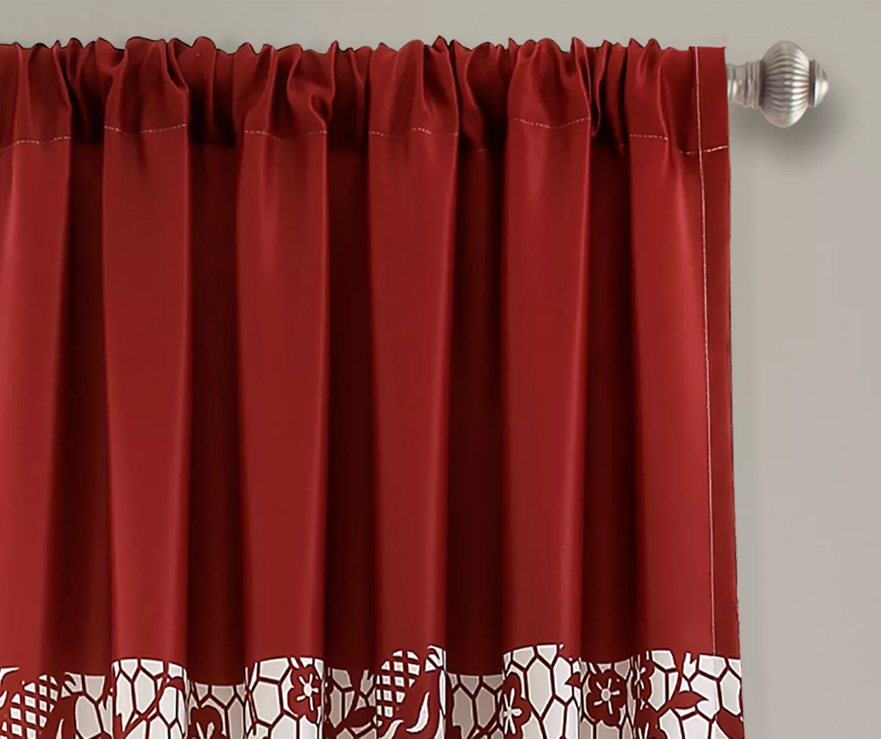 Estate Garden Red & White Room-Darkening Rod Pocket Curtain Panel Pair, (95") 4 Estate Garden Red & White Room-Darkening Rod Pocket Curtain Panel Pair, (95") - Image 2