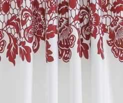 Estate Garden Red & White Room-Darkening Rod Pocket Curtain Panel Pair, (84") -DHP Sales Store 810468437 2