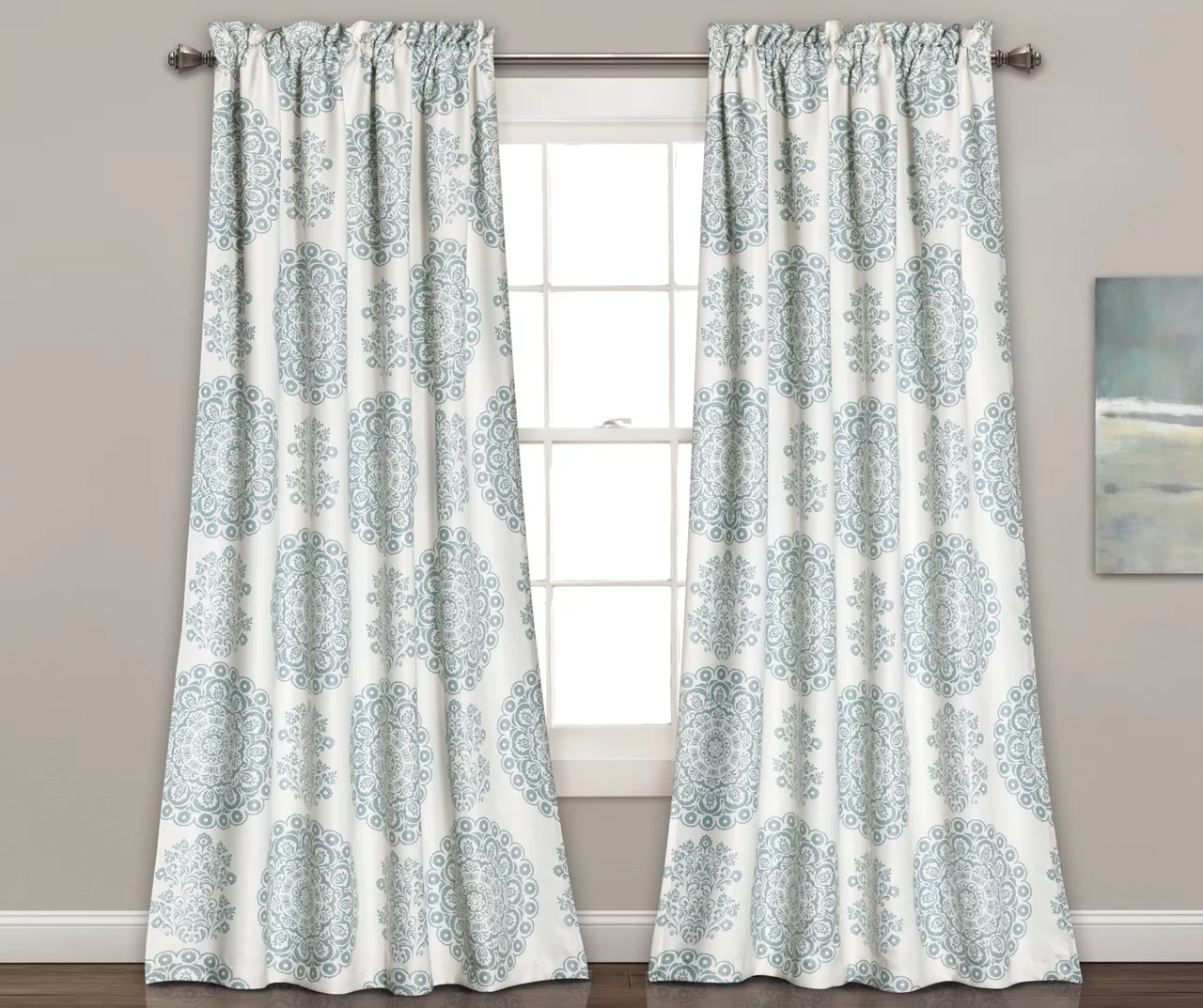 Evelyn Medallion Room-Darkening Rod Pocket Curtain Panel Pair 4 Evelyn Medallion Room-Darkening Rod Pocket Curtain Panel Pair - Image 2