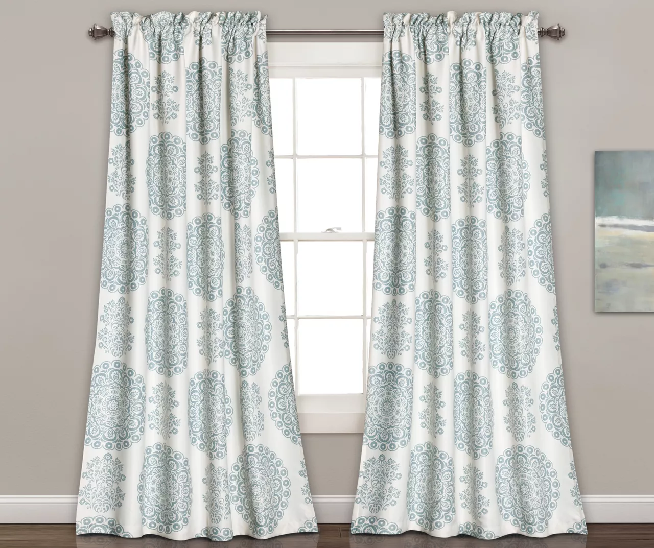 Evelyn Medallion Room-Darkening Rod Pocket Curtain Panel Pair 7 Evelyn Medallion Room-Darkening Rod Pocket Curtain Panel Pair - Image 5