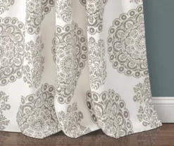 Evelyn Medallion Gray & White Room-Darkening Rod Pocket Curtain Panel Pair, (84") -DHP Sales Store 810468440 2