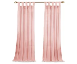 Priya Pink Semi-Sheer Tab Top Curtain Panel, (95") -DHP Sales Store 810474043 4