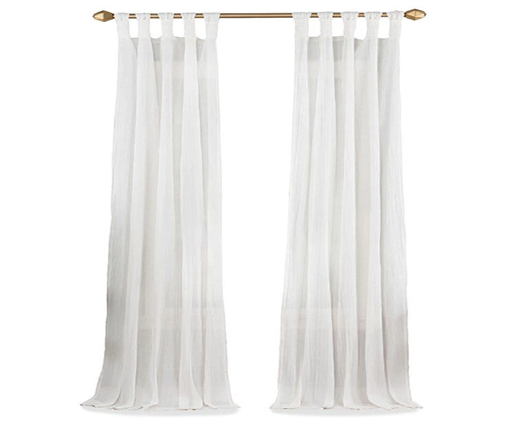 Priya White Semi-Sheer Tab Top Curtain Panel, (84") 6 Priya White Semi-Sheer Tab Top Curtain Panel, (84") - Image 4
