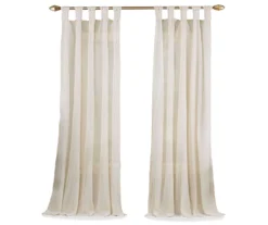 Priya Natural Semi-Sheer Tab Top Curtain Panel, (84") -DHP Sales Store 810474071 4