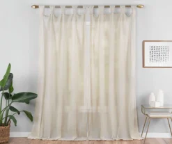 Priya Natural Semi-Sheer Tab Top Curtain Panel, (84") -DHP Sales Store 810474071 5