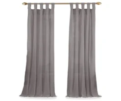Priya Gray Semi-Sheer Tab Top Curtain Panel, (95") -DHP Sales Store 810474123 4