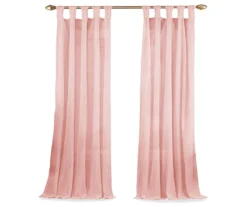 Priya Pink Semi-Sheer Tab Top Curtain Panel, (84") -DHP Sales Store 810474125 4