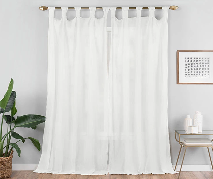 Priya White Semi-Sheer Tab Top Curtain Panel, (95") 7 Priya White Semi-Sheer Tab Top Curtain Panel, (95") - Image 5