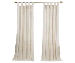 Priya Natural Semi-Sheer Tab Top Curtain Panel, (63") -DHP Sales Store 810474130 4