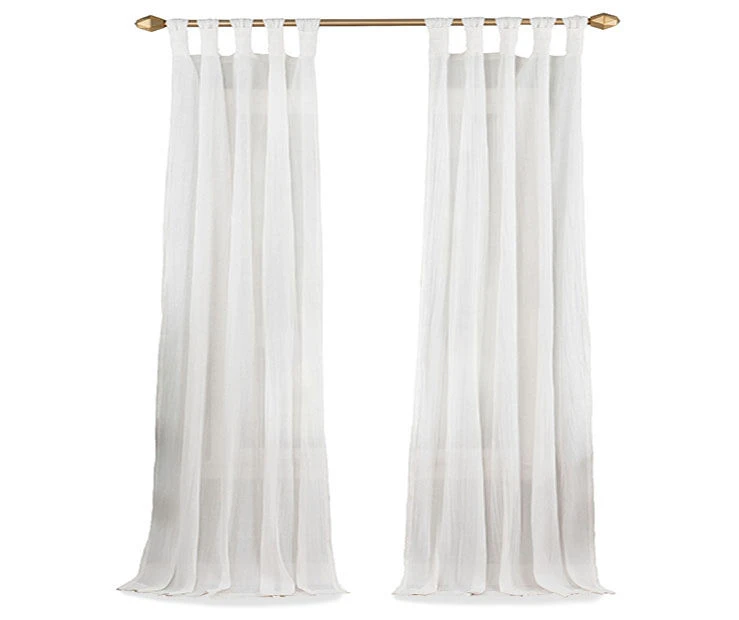 Priya White Semi-Sheer Tab Top Curtain Panel, (63") 6 Priya White Semi-Sheer Tab Top Curtain Panel, (63") - Image 4