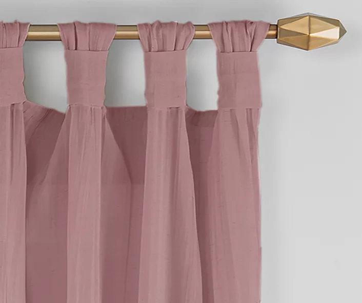 Priya Dark Rose Semi-Sheer Tab Top Curtain Panel, (63") 4 Priya Dark Rose Semi-Sheer Tab Top Curtain Panel, (63") - Image 2