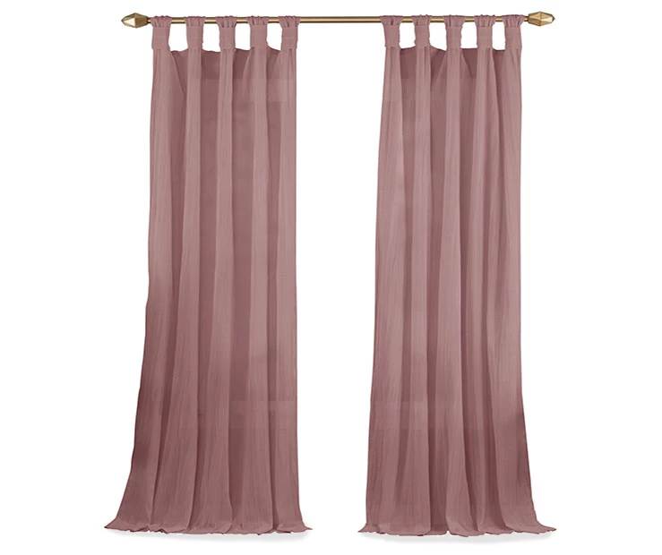 Priya Dark Rose Semi-Sheer Tab Top Curtain Panel, (63") 6 Priya Dark Rose Semi-Sheer Tab Top Curtain Panel, (63") - Image 4