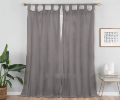 Priya Gray Semi-Sheer Tab Top Curtain Panel, (63") -DHP Sales Store 810474134 5