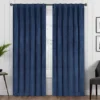 Harper Navy Velvet Blackout Rod Pocket Curtain Panel, (95") 1 Harper Navy Velvet Blackout Rod Pocket Curtain Panel, (95") -DHP Sales Store 810474869 1