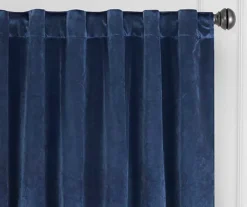 Harper Navy Velvet Blackout Rod Pocket Curtain Panel, (95") -DHP Sales Store 810474869 2