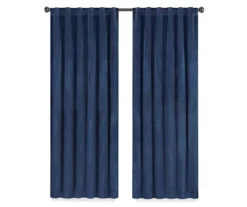 Harper Navy Velvet Blackout Rod Pocket Curtain Panel, (95") -DHP Sales Store 810474869 4