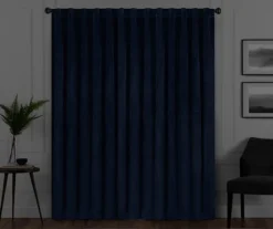 Harper Navy Velvet Blackout Rod Pocket Curtain Panel, (95") -DHP Sales Store 810474869 6