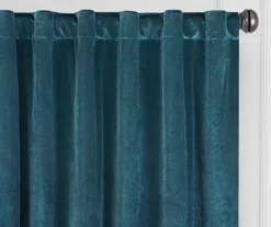 Harper Teal Velvet Blackout Rod Pocket Curtain Panel, (95") -DHP Sales Store 810474870 2