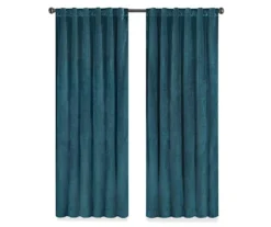 Harper Teal Velvet Blackout Rod Pocket Curtain Panel, (95") -DHP Sales Store 810474870 4