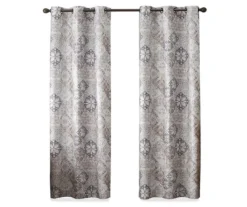 Martina Medallion Taupe Blackout Grommet Curtain Panel, (84") -DHP Sales Store 810474962 4