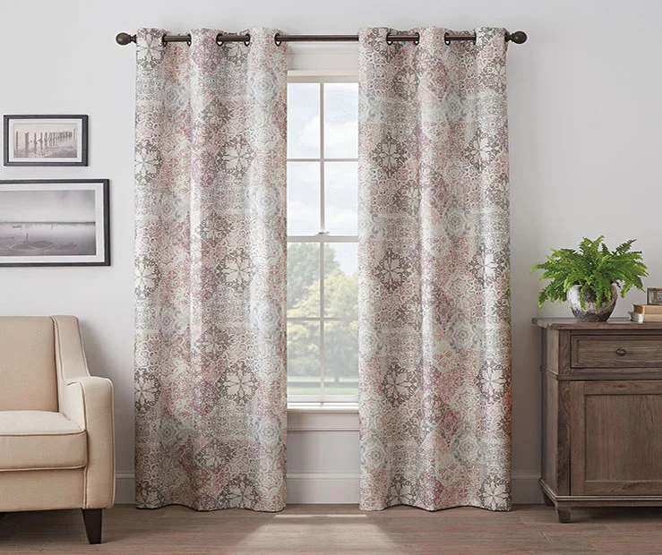 Martina Medallion Rose Blackout Grommet Curtain Panel, (95") 3 Martina Medallion Rose Blackout Grommet Curtain Panel, (95")