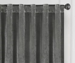 Harper Charcoal Velvet Blackout Rod Pocket Curtain Panel, (63") -DHP Sales Store 810474983 2