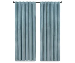 Harper Blue Velvet Blackout Rod Pocket Curtain Panel, (63") -DHP Sales Store 810474984 4