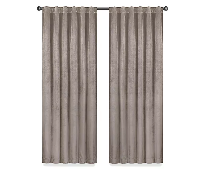 Harper Mushroom Velvet Blackout Rod Pocket Curtain Panel, (63") 6 Harper Mushroom Velvet Blackout Rod Pocket Curtain Panel, (63") - Image 4