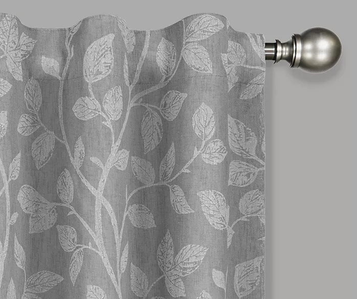 Nora Botanical Gray Blackout Rod Pocket Curtain Panel, (63") 4 Nora Botanical Gray Blackout Rod Pocket Curtain Panel, (63") - Image 2