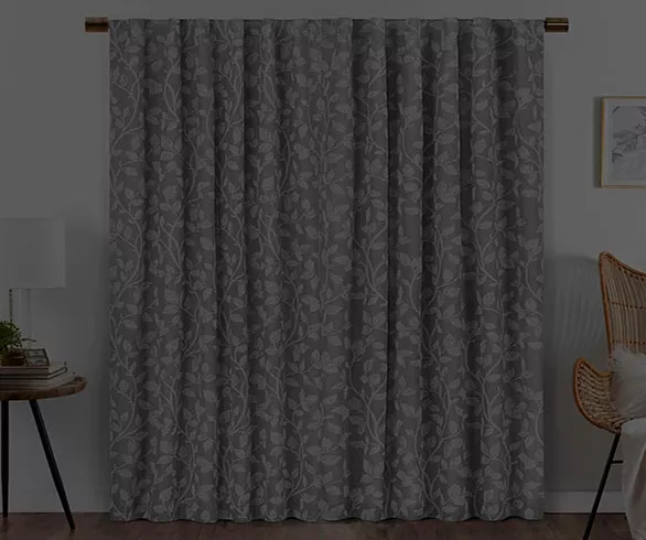 Nora Botanical Gray Blackout Rod Pocket Curtain Panel, (63") 8 Nora Botanical Gray Blackout Rod Pocket Curtain Panel, (63") - Image 6