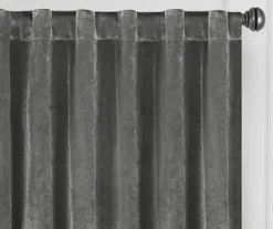 Harper Charcoal Velvet Blackout Rod Pocket Curtain Panel, (95") 12 Harper Charcoal Velvet Blackout Rod Pocket Curtain Panel, (95") -DHP Sales Store 810475062 2