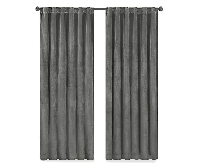Harper Charcoal Velvet Blackout Rod Pocket Curtain Panel, (95") 6 Harper Charcoal Velvet Blackout Rod Pocket Curtain Panel, (95") - Image 4