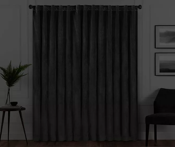 Harper Charcoal Velvet Blackout Rod Pocket Curtain Panel, (95") 8 Harper Charcoal Velvet Blackout Rod Pocket Curtain Panel, (95") - Image 6