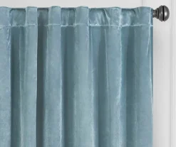 Harper Blue Velvet Blackout Rod Pocket Curtain Panel, (95") 12 Harper Blue Velvet Blackout Rod Pocket Curtain Panel, (95") -DHP Sales Store 810475063 2