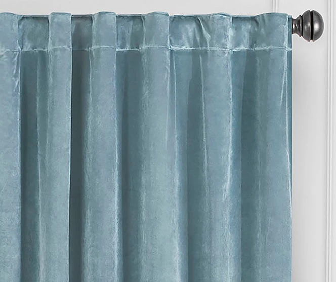 Harper Blue Velvet Blackout Rod Pocket Curtain Panel, (95") 4 Harper Blue Velvet Blackout Rod Pocket Curtain Panel, (95") - Image 2