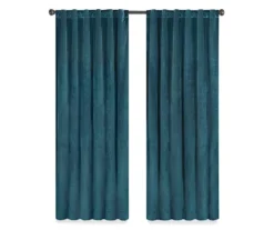 Harper Teal Velvet Blackout Rod Pocket Curtain Panel, (84") -DHP Sales Store 810475065 4