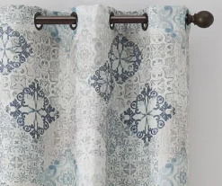 Martina Medallion Blue Blackout Grommet Curtain Panel, (108") 12 Martina Medallion Blue Blackout Grommet Curtain Panel, (108") -DHP Sales Store 810475131 2
