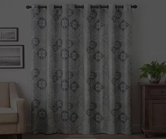 Martina Medallion Blue Blackout Grommet Curtain Panel, (108") 8 Martina Medallion Blue Blackout Grommet Curtain Panel, (108") - Image 6