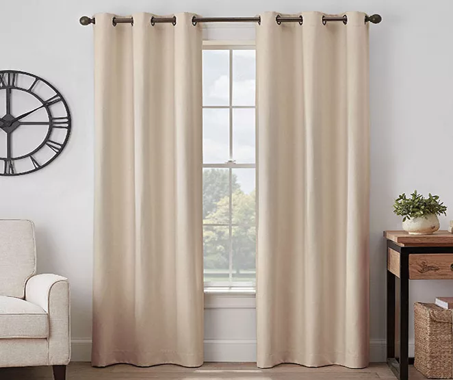 Gabriella Beige Blackout Grommet Curtain Panel, (63") 3 Gabriella Beige Blackout Grommet Curtain Panel, (63")