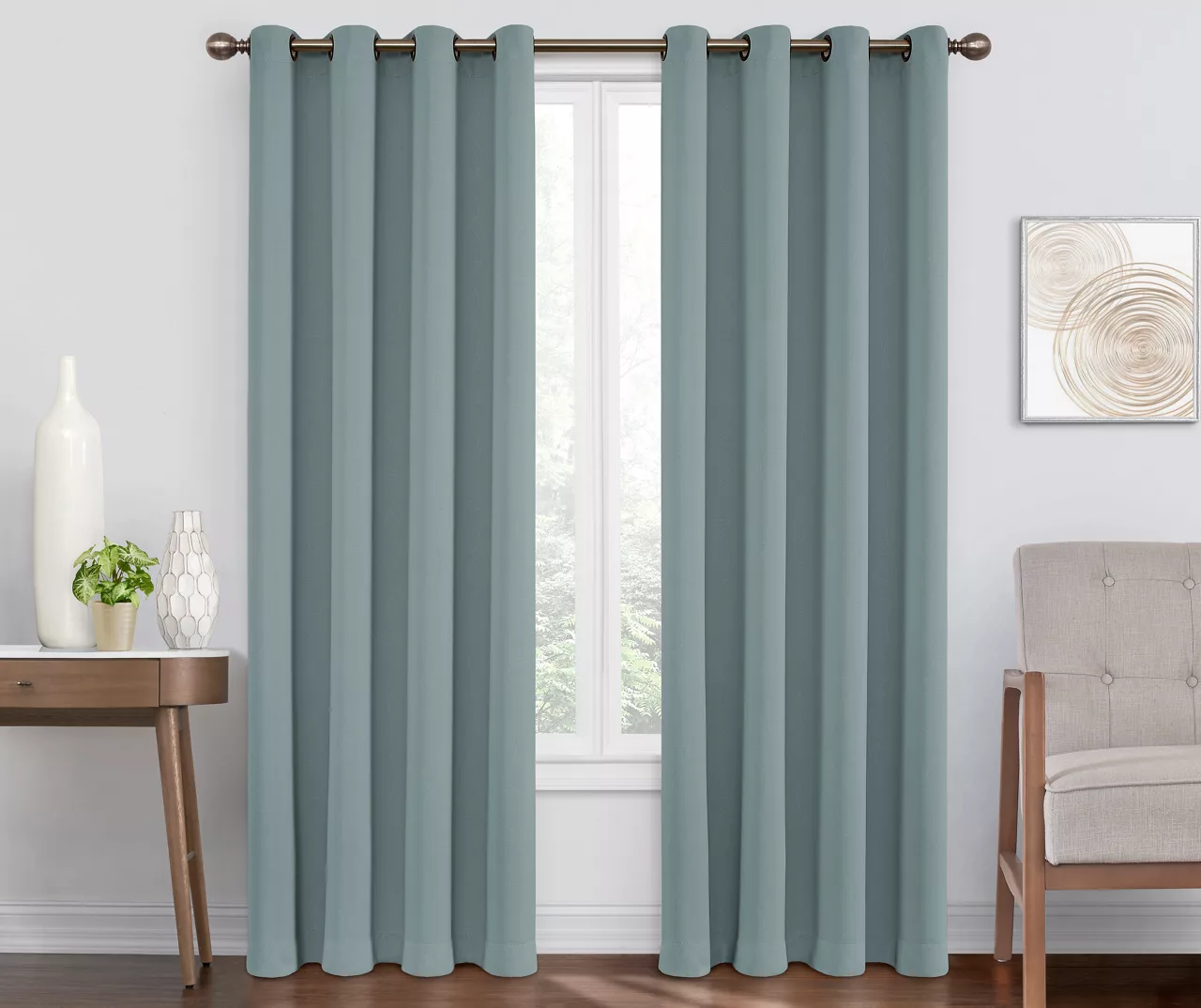 Round & Round Blue River Blackout Grommet Curtain Panel, (108") 3 Round & Round Blue River Blackout Grommet Curtain Panel, (108")