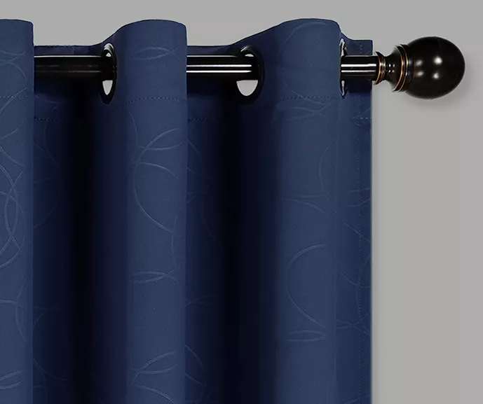 Round & Round Navy Blackout Grommet Curtain Panel, (95") 4 Round & Round Navy Blackout Grommet Curtain Panel, (95") - Image 2