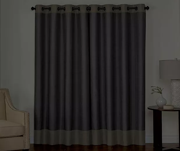 Monty Ivory & Charcoal Blackout Grommet Curtain Panel, (63") 8 Monty Ivory & Charcoal Blackout Grommet Curtain Panel, (63") - Image 6