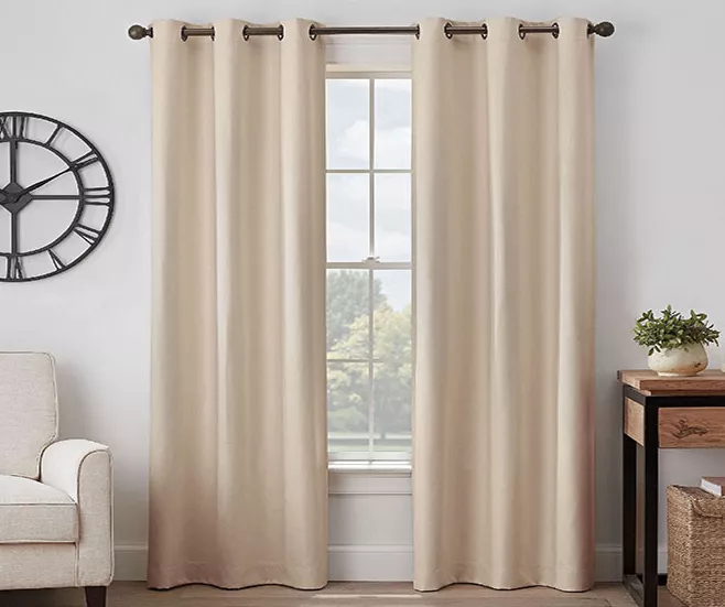 Gabriella Beige Blackout Grommet Curtain Panel, (84") 3 Gabriella Beige Blackout Grommet Curtain Panel, (84")