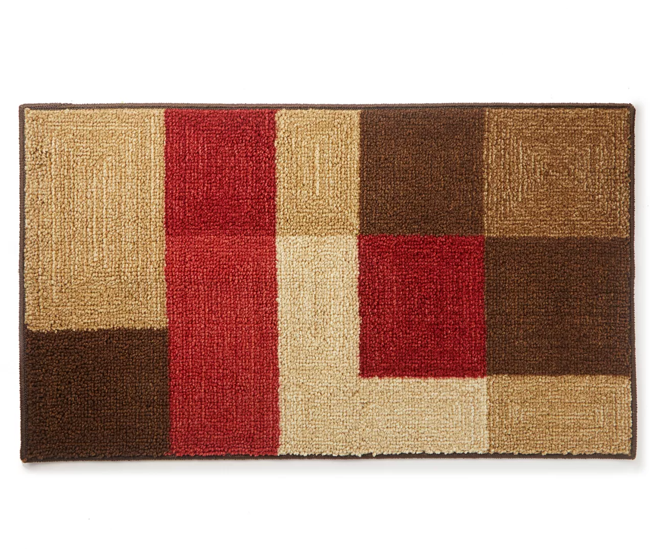 Red Textured Block Accent Rug, (30" X 46") 3 Red Textured Block Accent Rug, (30" X 46")