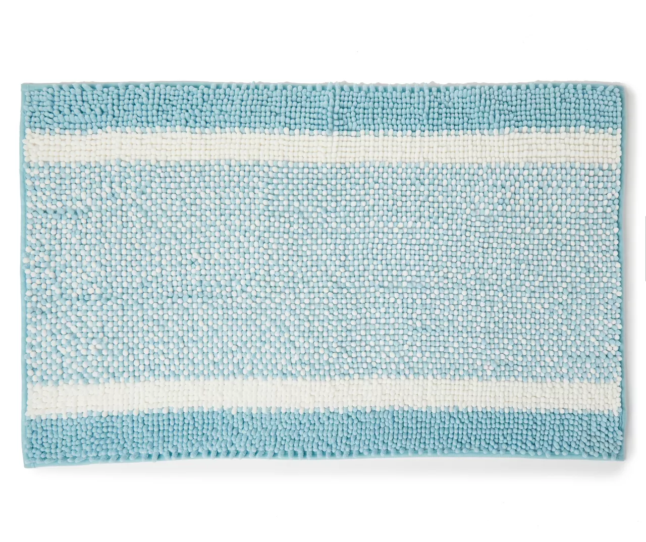 Aqua & White Stripe Chenille 2-Piece Bath Rug Set 4 Aqua & White Stripe Chenille 2-Piece Bath Rug Set - Image 2